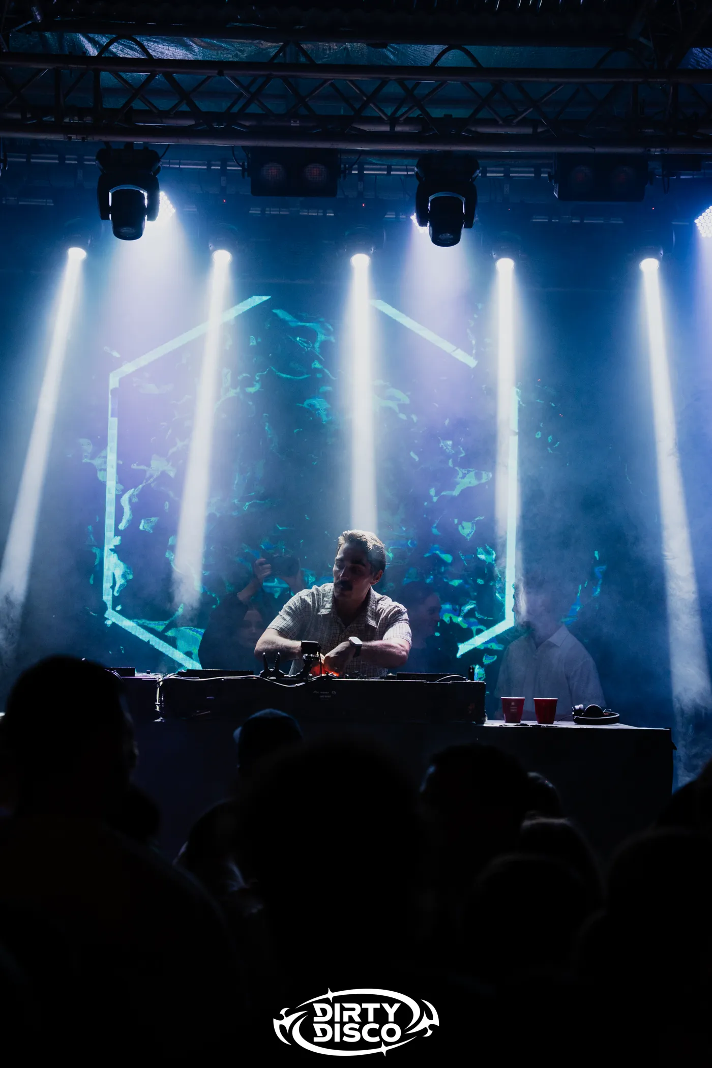 Dirty Disco lighting rig over the dancefloor